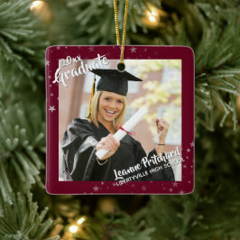 Graduate Editable Burgundy & Stars, zwei Fotos Keramikornament
