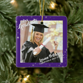 Graduate Editable Lila & Stars, zwei Fotos Keramikornament