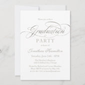 Graduate Elegance Foil Silver Script Grad Party Einladung (Rückseite)