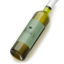 Graduate Elegant Black Green Script Typografie Weinetikett