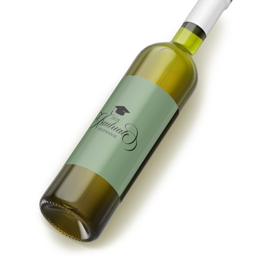 Graduate Elegant Black Green Script Typografie Weinetikett