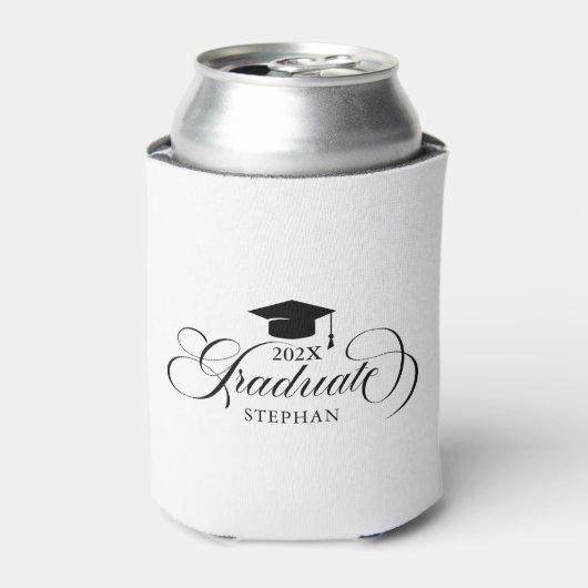 Graduate Elegant Black Script Typografy Dosenkühler (Kanne Vorderseite)