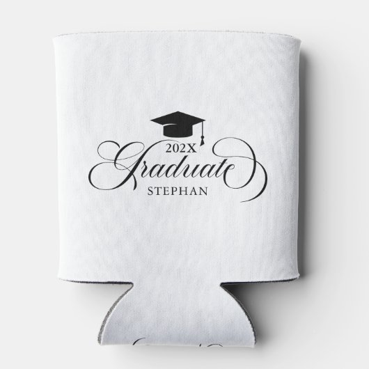 Graduate Elegant Black Script Typografy Dosenkühler (Rückseite)