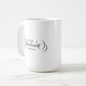 Graduate Elegant Black Script Typografy Kaffeetasse (Vorderseite Links)