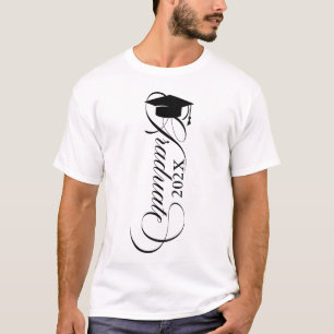 Graduate Elegant Black Script Typografy T-Shirt