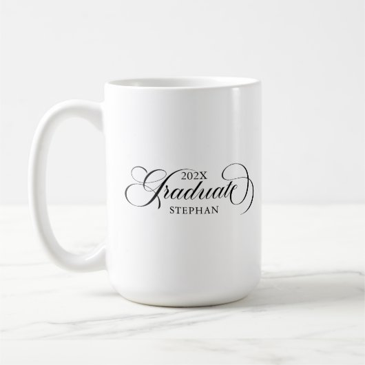 Graduate Elegant Black Script Typography Kaffeetasse (Links)