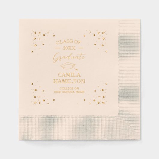 Graduate Elegant Gold Confetti Servietten Mit Folie (Vorderseite)