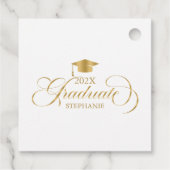 Graduate Elegant Gold Script Typografie Geschenkanhänger (Rückseite)