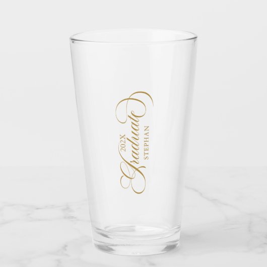 Graduate Elegant Gold Script Typografie Glas (Vorderseite)