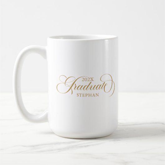 Graduate Elegant Gold Script Typografie Kaffeetasse (Links)