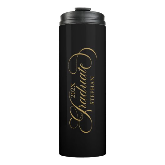 Graduate Elegant Gold Script Typografie Thermosbecher (Vorderseite)