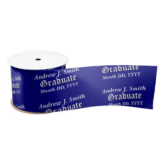 Graduate Elegant Navy Personalisiert Name Datum Satinband (Spule)