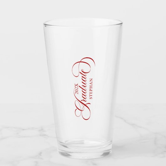 Graduate Elegant Red Script Typografie Glas (Vorderseite)
