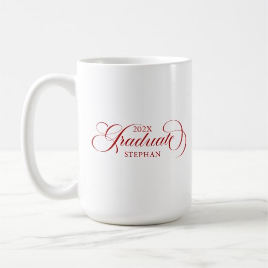 Graduate Elegant Red Script Typografie Kaffeetasse (Links)