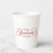 Graduate Elegant Red Script Typografie Pappbecher (Rückseite)