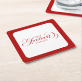 Graduate Elegant Red Script Typografie Rechteckiger Pappuntersetzer (angewinkelt)