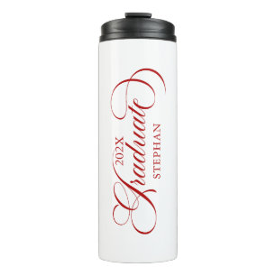 Graduate Elegant Red Script Typografie Thermosbecher