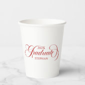 Graduate Elegant Red Script Typography Pappbecher (Vorderseite)