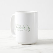 Graduate Elegant Sage Green Script Typografie Kaffeetasse (Vorderseite Links)