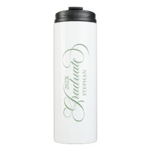 Graduate Elegant Sage Green Script Typografie Thermosbecher