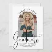 Graduate Elegant Script Graduation Arch Photo Einladung (Vorderseite)