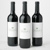Graduate Elegant White Green Script Typografie Weinetikett (Flaschen)