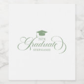 Graduate Elegant White Green Script Typografie Weinetikett (Einzelnes Label)