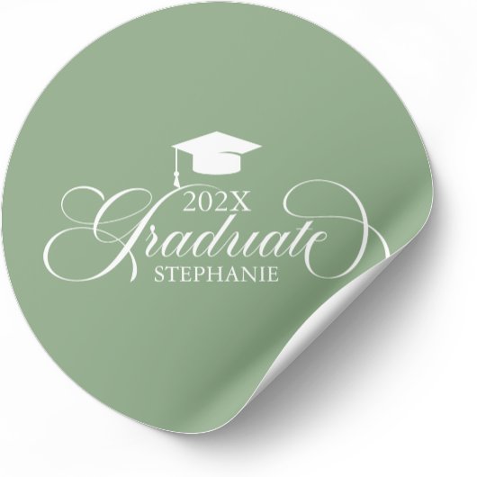 Graduate Elegant White Script Typografy Runder Aufkleber