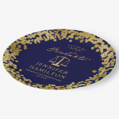 Graduate Elegante Gold Blue Law School Abschluss Pappteller (Schrägansicht)