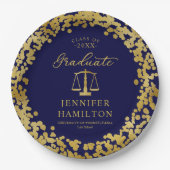 Graduate Elegante Gold Blue Law School Abschluss Pappteller (Vorderseite)
