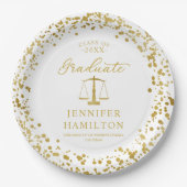 Graduate Elegante Gold White Law School Abschluss Pappteller (Vorderseite)