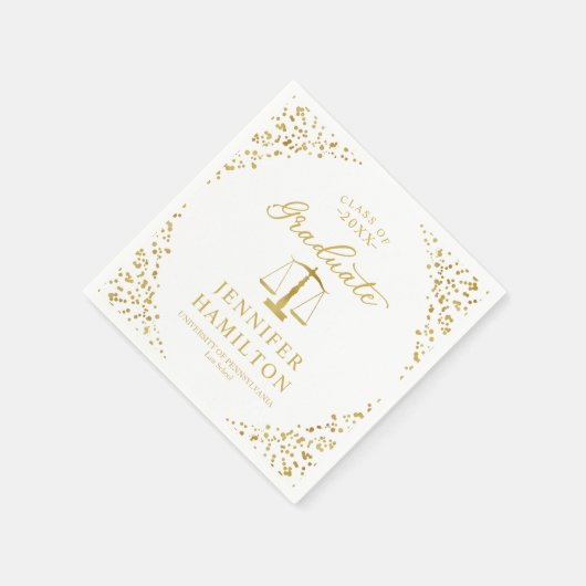 Graduate Elegante Gold White Law School Abschluss Serviette (Ecke)