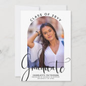 Graduate Elegante Script Abschluss Arch Foto Einladung (Vorderseite)