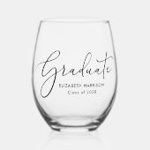 Graduate Elegante Script-Abschluss Weinglas Ohne Stiel (Vorderseite)