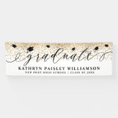 Graduate Elegante Script Gold Confetti Abschluss B Banner (Horizontal)