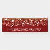 Graduate Elegante Script Gold Confetti Abschluss B Banner (Horizontal)
