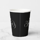 Graduate EleganWhite Black Script Typografie Pappbecher (Rechts)