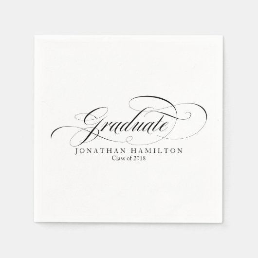 Graduate Extravagant Calligrafy Abschluss Serviette (Vorderseite)