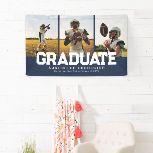 Graduate fett sportliche Marine drei Foto Abschlus Banner (Insitu)