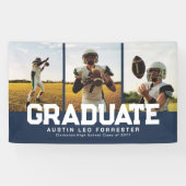 Graduate fett sportliche Marine drei Foto Abschlus Banner (Horizontal)