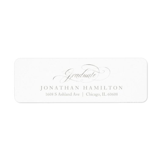 Graduate Foil Silver Extravagant Calligrafy Abschl (Vorne)