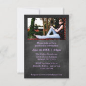 Graduate Foto - 3x5 Chalkboard Streifen Einladung (Rückseite)