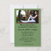 Graduate Foto | 3x5 Grünstreifen Einladung (Rückseite)