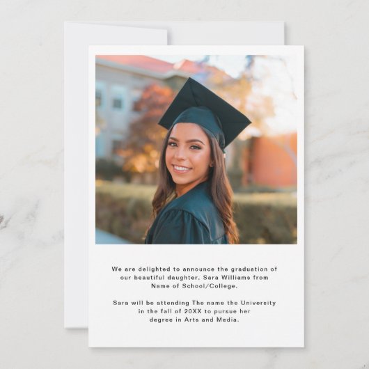 Graduate Foto Abschluss Ankündigung (Rückseite)