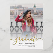 Graduate Foto Abschluss Gold Foil Ankündigung (Vorderseite)