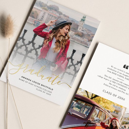 Graduate Foto Abschluss Gold Foil Ankündigung