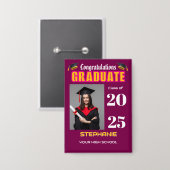 Graduate Foto Abschluss Herzlichen Glückwunsch Button (Vorderseite/Rückseite)
