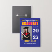 Graduate Foto Abschluss Herzlichen Glückwunsch Button (Vorderseite/Rückseite)