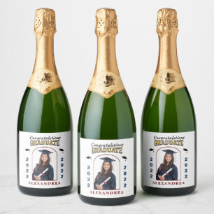 Graduate Foto Abschluss Herzlichen Glückwunsch  Schaumweinetikett