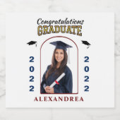 Graduate Foto Abschluss Herzlichen Glückwunsch Schaumweinetikett (Einzelnes Label)